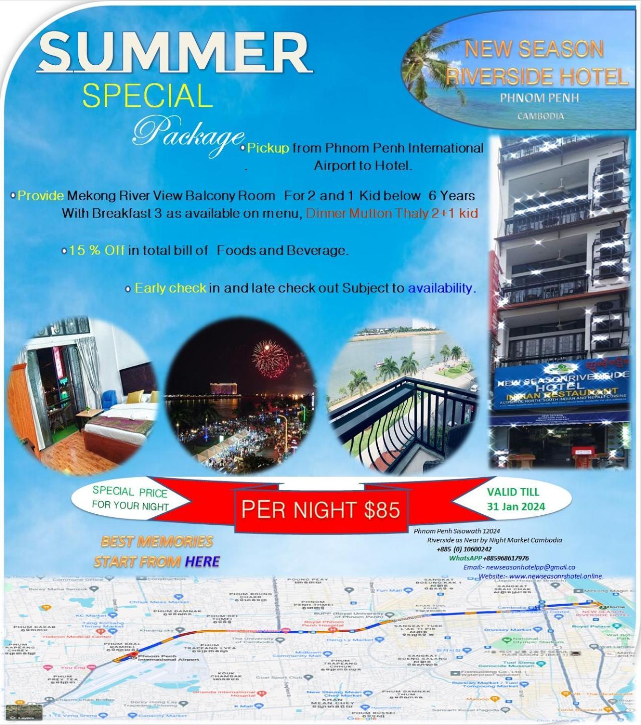 New Season Riverside Hotel Phnom Penh Exteriör bild